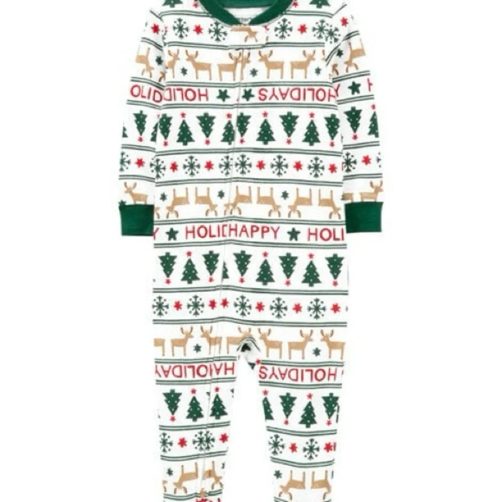 Carter's Festive Kids Footie Pajamas - Green, White, and‎ Red 18 mo